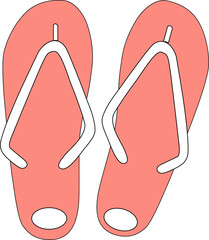 Flip flops, slides, beach shoes. Isolated design element.