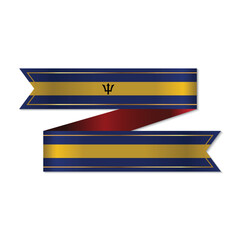 Made in Barbados, badge or label with flag isolated on white background. Vector illustration.