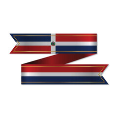 Made in Dominican Republic, badge or label with flag isolated on white background. Vector illustration.