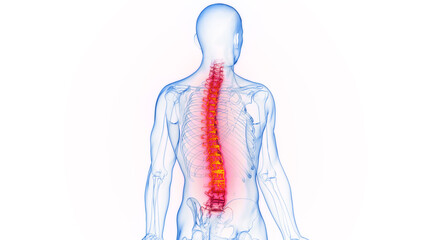 3D rendered Medical Illustration of Male Anatomy - Inflamed Spine. - 547988781