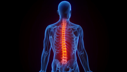 3D rendered Medical Illustration of Male Anatomy - Inflamed Spine. - 547988785