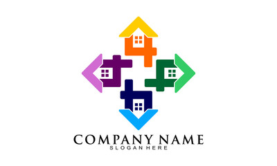 Home property round symbol vector logo