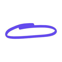 Hand drawn marker oval frame. Cartoon vector illustration. Blue permanent oval frame. Ink, doodle, texture for banner design