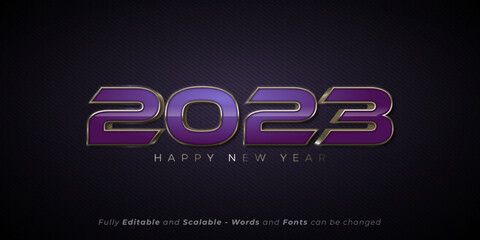 Custom text effect happy new year 2023 with metal theme