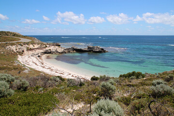 Fototapeta premium indian ocean at mable cove in rottnest island in australia