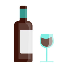 Bottle of wine. Symbol of Georgia vector illustration. National cuisine isolated on white background. Traveling, culture concept