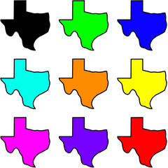 Colorful Texas Shape 9 Pack Assorted Colors