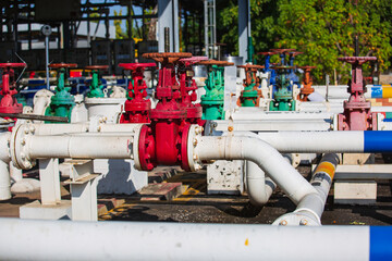 Pump motor oil and pipeline pressure gauge valves at plant pressure safety valve