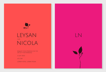 Minimalistic red and pink invitation cards.