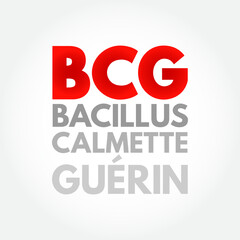 BCG Bacillus Calmette-Guerin - vaccine provides immunity or protection against tuberculosis, acronym text concept background