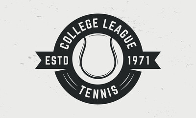 Tennis college league logo template. Tennis logo. Tennis ball isolated on white background. Vector emblem