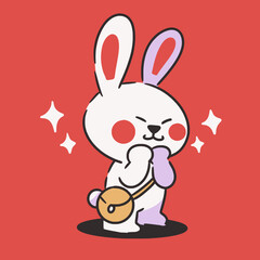 cute rabbit with handbag pet mascot doodle element