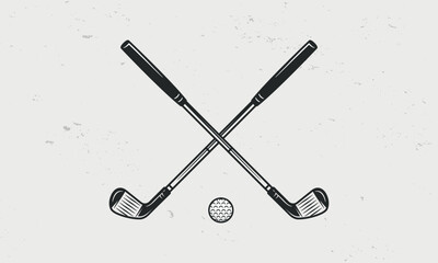 Golf logo. Golf logo, icon, sign. Crossed golf clubs isolated on white background. Vector emblem