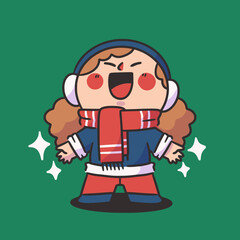 happy cute kid winter fashion collection 10 character doodle element