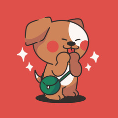 cute puppy with handbag pet mascot doodle element