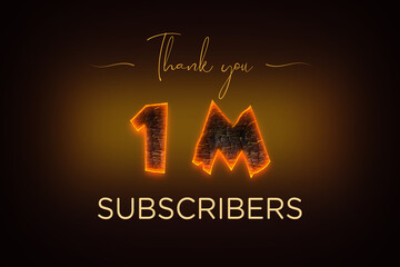 1 Millionillion subscribers celebration greeting banner with  Coal Design