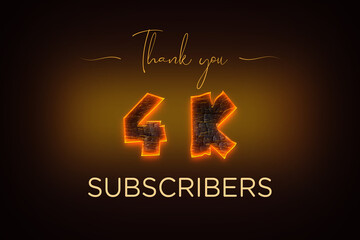 4 K  subscribers celebration greeting banner with  Coal Design