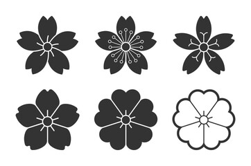 Sakura icons. Cherry blossom symbols vector design.