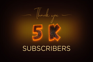 5 K  subscribers celebration greeting banner with  Coal Design