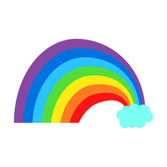 Cartoon rainbow vector. Colorful rainbow and cloud with color tail. Hand drawn color arc vector illustration. Cartoon arc doodle