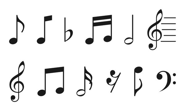 Music notes vector icons set.