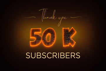50 K  subscribers celebration greeting banner with  Coal Design