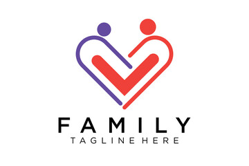 Abstract People Logo. Blue Rounded Line Linked Human Icon Pulse Wave Style isolated on White Background. Usable for Teamwork and Family Logos. Flat Vector Logo Design