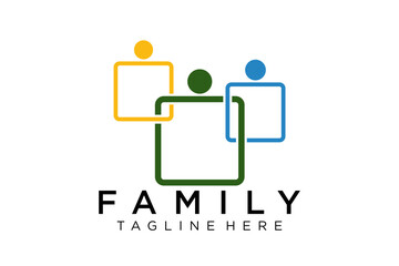 Abstract People Logo. Blue Rounded Line Linked Human Icon Pulse Wave Style isolated on White Background. Usable for Teamwork and Family Logos. Flat Vector Logo Design