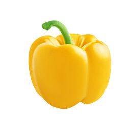 Yellow sweet bell pepper isolated on white or transparent background.