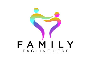 Abstract People Logo. Blue Rounded Line Linked Human Icon Pulse Wave Style isolated on White Background. Usable for Teamwork and Family Logos. Flat Vector Logo Design