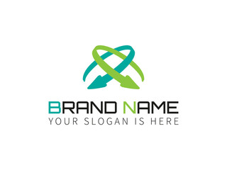 Two intersecting arrows, abstract business logo icon design template