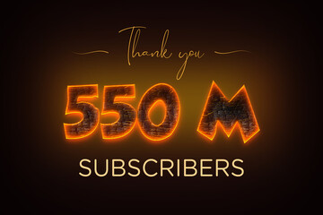550 Million  subscribers celebration greeting banner with  Coal Design