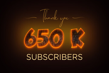 650 K  subscribers celebration greeting banner with  Coal Design