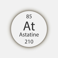 Astatine symbol. Chemical element of the periodic table. Vector illustration.