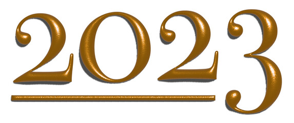 3d gold 2023 PNG number