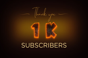 1 K subscribers celebration greeting banner with  Coal Design