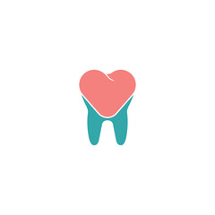 Tooth and heart shape. Vector symbol.