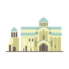 Cathedral church. Symbol of Georgia vector illustration. Georgian national church isolated on white background. Traveling, culture concept