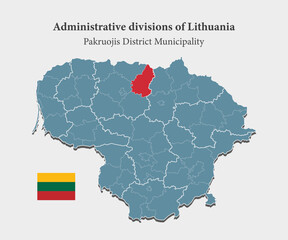 Vector map Lithuania and district Pakruojis