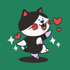 funny dancing kitten pet mascot doodle element