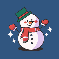 adorable friendly snowman 2 character doodle element