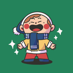 happy boy winter fashion collection 7 character doodle element