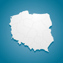 Vector map country Poland divided on regions