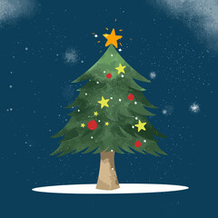 Watercolor Christmas tree design. Perfect for greeting cards and banners