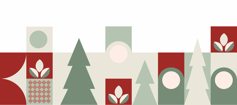 Seamless New Year's Christmas pattern of geometric shapes. For printing on textiles, wrapping material, invitations, postcards, backgrounds