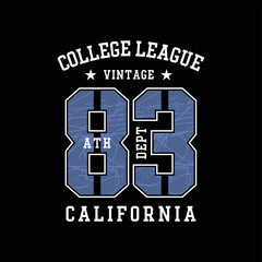 College style vintage tee graphic vector art for t-shirts and other uses