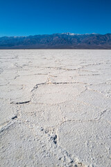 Salt Flats in Badwater Basin, Death Valley, California, the lowest and hottest point in North America at 282 feet below sea level 
