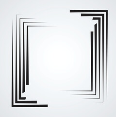 Rectangle Logo with lines.Square unusual icon Design .frame with Vector stripes .