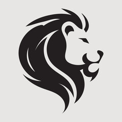 Minimal modern lion logo icon. Black and white vector illustration of powerful wildlife animal. King of the jungle, symbol of royalty. Modern design for company or business logo.
