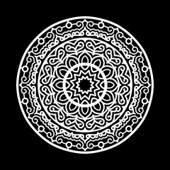 Mandala design template with black background